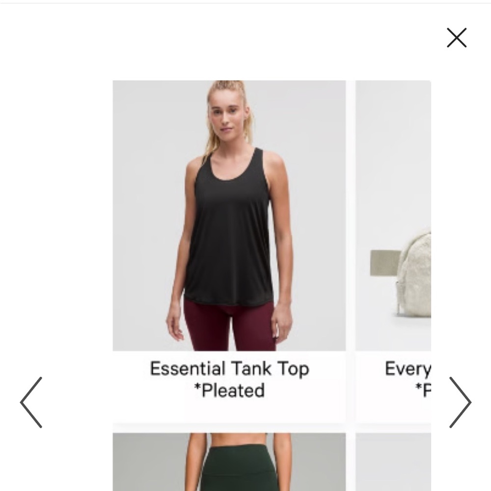 Lululemon Athletica Black Pleated Tank Top